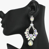 93648, MULTI SHAPE RHINESTONE DANGLE EARRING, WEDDING, BRIDAL, PROM