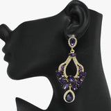 93648, MULTI SHAPE RHINESTONE DANGLE EARRING, WEDDING, BRIDAL, PROM