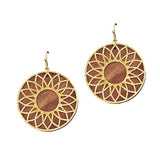 Geometric CUT OUT Round Wood Earring
