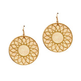 Geometric CUT OUT Round Wood Earring - view 2