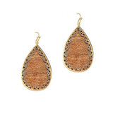 Teardrop Filigree Accent Wood Earring