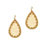 Teardrop Filigree Accent Wood Earring - view 2