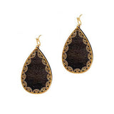 Teardrop Filigree Accent Wood Earring - view 3