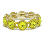 93671, CONVEX ROUND RHINESTONE STRETCH BRACELET, WEDDING, BRIDAL, PROM