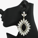 93674, OVERSIZED MARQUISE RHINESTONE ACCENT EARRING, WEDDING, BRIDAL, PROM