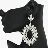 93674, OVERSIZED MARQUISE RHINESTONE ACCENT EARRING, WEDDING, BRIDAL, PROM
