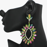 93674, OVERSIZED MARQUISE RHINESTONE ACCENT EARRING, WEDDING, BRIDAL, PROM