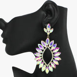 93674, OVERSIZED MARQUISE RHINESTONE ACCENT EARRING, WEDDING, BRIDAL, PROM