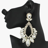 93675, OVERSIZED MULTI SHAPE RHINESTONE EARRING, WEDDING, BRIDAL, PROM