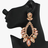 93675, OVERSIZED MULTI SHAPE RHINESTONE EARRING, WEDDING, BRIDAL, PROM