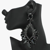 93675, OVERSIZED MULTI SHAPE RHINESTONE EARRING, WEDDING, BRIDAL, PROM