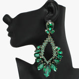 93675, OVERSIZED MULTI SHAPE RHINESTONE EARRING, WEDDING, BRIDAL, PROM
