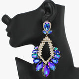 93675, OVERSIZED MULTI SHAPE RHINESTONE EARRING, WEDDING, BRIDAL, PROM