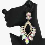 93675, OVERSIZED MULTI SHAPE RHINESTONE EARRING, WEDDING, BRIDAL, PROM