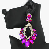 93675, OVERSIZED MULTI SHAPE RHINESTONE EARRING, WEDDING, BRIDAL, PROM