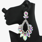 93675, OVERSIZED MULTI SHAPE RHINESTONE EARRING, WEDDING, BRIDAL, PROM