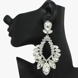 93675, OVERSIZED MULTI SHAPE RHINESTONE EARRING, WEDDING, BRIDAL, PROM