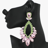 93675, OVERSIZED MULTI SHAPE RHINESTONE EARRING, WEDDING, BRIDAL, PROM