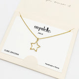 93715, 14K GOLD DIPPED DAINTY STAR CZ PENDANT NECKLACE