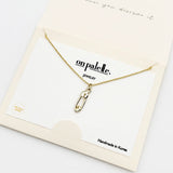 93720, 14K GOLD DIPPED DAINTY SAFETY PIN CHARM PENDANT NECKLACE