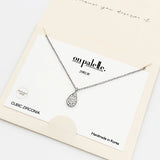 93722, 14K GOLD DIPPED DAINTY PAVE TEARDROP CZ PENDANT NECKLACE
