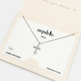 93730, 14K GOLD DIPPED, DAINTY CROSS CZ PENDANT NECKLACE