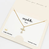 93730, 14K GOLD DIPPED, DAINTY CROSS CZ PENDANT NECKLACE