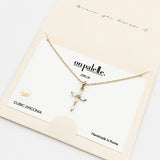 93731, 14K GOLD DIPPED DAINTY CROSS CZ PENDANT NECKLACE, RELIGIOUS