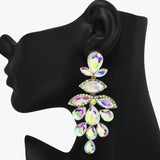 93732, OVERSIZED MULTI SHAPE RHINESTONE EVENING EARRING, WEDDING, BRIDAL, PROM