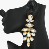 93732, OVERSIZED MULTI SHAPE RHINESTONE EVENING EARRING, WEDDING, BRIDAL, PROM