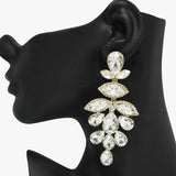 93732, OVERSIZED MULTI SHAPE RHINESTONE EVENING EARRING, WEDDING, BRIDAL, PROM