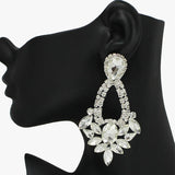 93762, MARQUISE RHINESTONE ACCENT EVENING EARRING, WEDDING, BRIDAL, PROM