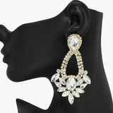 93762, MARQUISE RHINESTONE ACCENT EVENING EARRING, WEDDING, BRIDAL, PROM