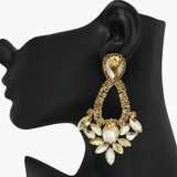 93762, MARQUISE RHINESTONE ACCENT EVENING EARRING, WEDDING, BRIDAL, PROM