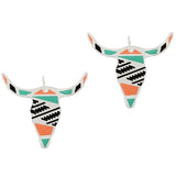 Western Steer Head Epoxy Accent Earring