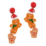 93771, CHRISTMAS GINGERBREAD MAN SEED BEAD EARRING