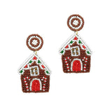 93771, CHRISTMAS HOUSE SEED BEAD EARRING