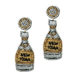 93772, "NEW YEAR" WINE BOTTLE SEED BEAD EARRING