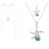 Starfish Lucite Stone Accent Pendant Necklace, SEA Life, Ocean Theme