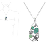 Starfish Glitter Lucite Stone Accent Pendant Necklace