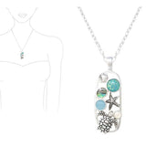 SEA Life Glitter Lucite Stone Accent Pendant Necklace