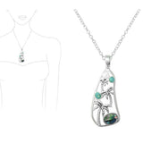 Tropical Palm Tree Lucite Stone Accent Pendant Necklace