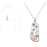 Tropical Flamingo Lucite Stone Accent Pendant Necklace