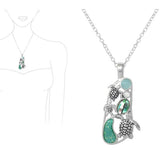 SEA Turtle Glitter Lucite Stone Accent Pendant Necklace