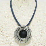 Round Rubber Ball with Suede Cord Necklace