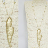 Scratched Heart with Freshwater Pearl Long Pendant Necklace, Valentine's DAY
