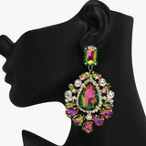 93813, MULTI SHAPE RHINESTONE EVENING EARRING, WEDDING, BRIDAL, PROM