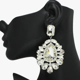 93813, MULTI SHAPE RHINESTONE EVENING EARRING, WEDDING, BRIDAL, PROM