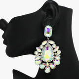 93813, MULTI SHAPE RHINESTONE EVENING EARRING, WEDDING, BRIDAL, PROM