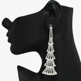 93815, PAVE RHINESTONE DROP EVENING EARRING, WEDDING, BRIDAL, PROM